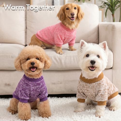 Image of 3 Pack Dog Sweaters for Small Dogs Girl Boy Winter Fleece Clothes Warm Soft Dog Sweatshirt Outfit for Dogs Cats Pet Apparel