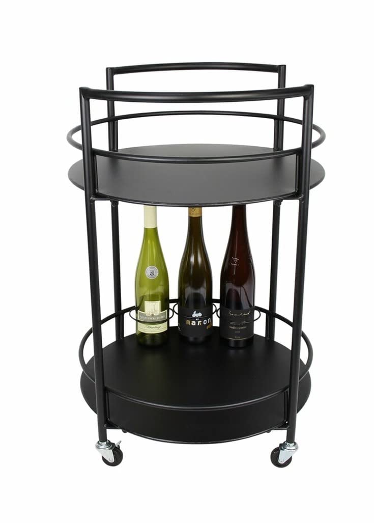 Chariot de service en métal noir Ø 46 x 69 cm Chariot à boissons Chariot de bar