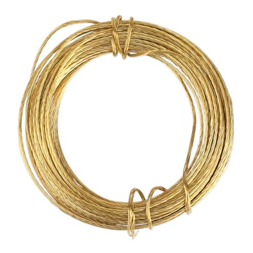 Image of Picture Hanging Brass Wire 20 Feet Braided Picture Wire Multi-Stranded Metal Wire for Artwork, Mirrors, Clocks, Golden