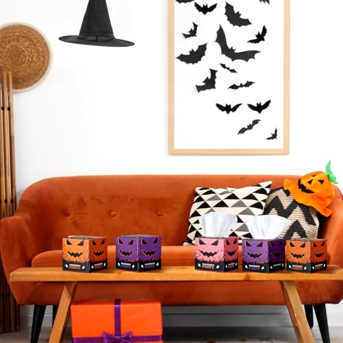 Image of Fourluoo 12 Pack Halloween Facial Tissues Cube Face Boxes 600 Sheets 3 Ply