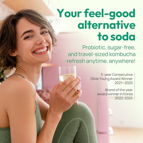Image of TEAZEN Green Mandarin Lime Kombucha Powder, Hydration Drink Mix, Sugar Free, Live Probiotics & Prebiotics, On-the-Go 30 Packets, 5.29oz