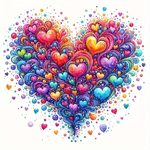 JFYHAB 5D Heart Diamond Painting Kits for Adults Heart Diamond Art Kits for Adults Beginner DIY Full Drill Diamond Dot Gem Painting for Home Wall Decor 12x12inch
