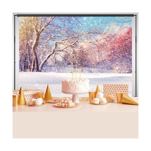 Toile de fond pour photo de paysage de forêt d'hiver - Paysage de neige - Arbres enneigés - Fond de photographie pour studio de stand (2,1 x 1,5 m) 51ru9k0pYhL. SS600