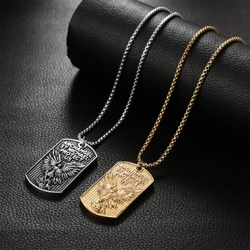 Collier Saint Michel homme en acier pendentif archange catholique - 7
