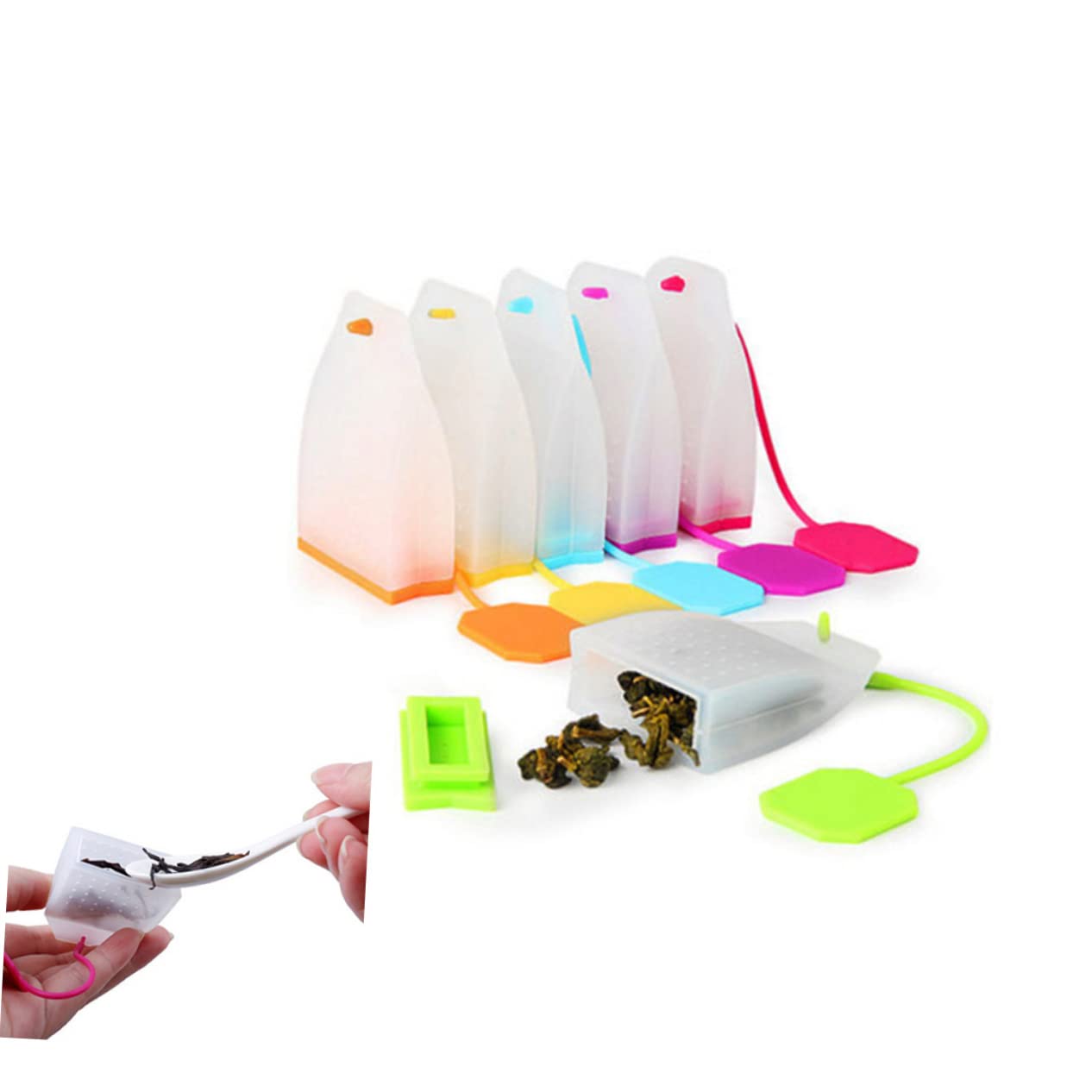 PRETYZOOM 18piezas Filtros De Té De Silicona Reutilizables Infusor De Té Práctico Para Tazas Teteras y Mugs Fácil De Limpiar y Usar Color Aleatorio