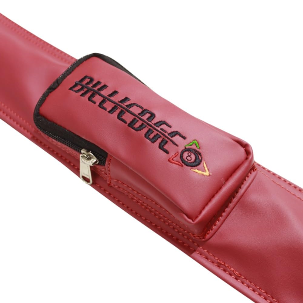 Billiedge Premum Billiard Snooker 3/4 Cue Stick Cover (3/4 One Quarter Butt) Cue Cover with Pocket (Red) 1