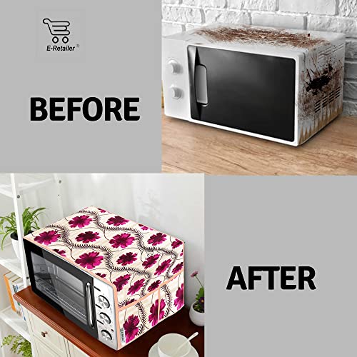 Image of Polyester 3-Layered Microwave Oven Top Cover With 4 Utility Pockets Suitable for Upto 30 Liter (Color- Red, Size-36x14 Inches)