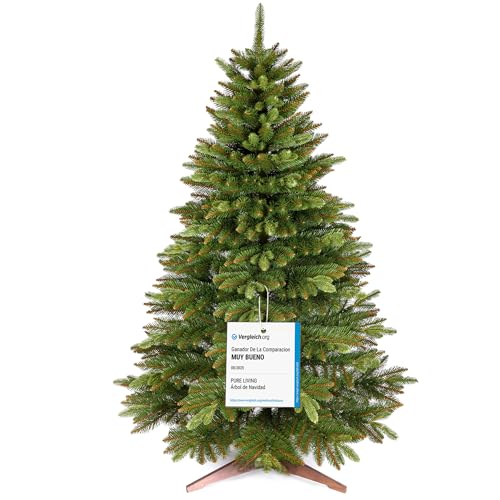 Árvore de Natal artificial premium de 180 cm, ramos densos e realistas, com suporte de madeira e saco de armazenamento, árvore de Natal artificial de Pure Living