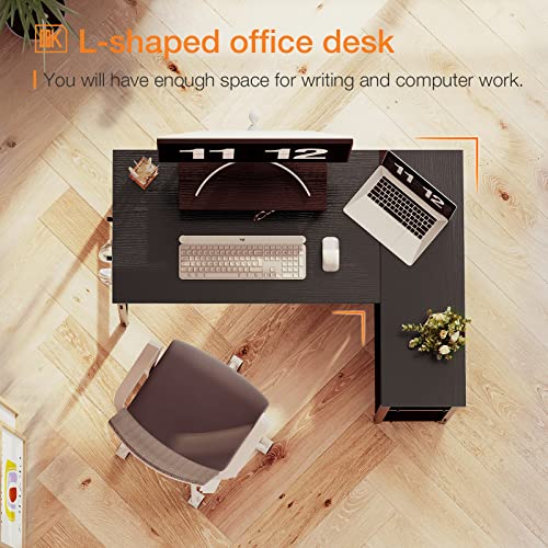 Odk Small L Shaped Computer Desk With Reversible Storage Shelves, 40 Inch L-Shaped Corner Desk With Monitor Stand For Small Space, Modern Simple Writing Study Table For Home Office Workstation, Black #TOP4