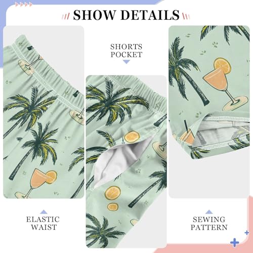 Pajama Pants Palm Trees Drinkings PJ Bottoms Sleepwear Lounge Sleep Pant with Pockets4