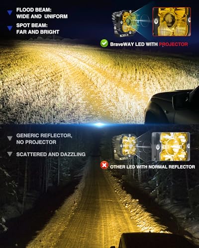 Cápsulas de luz antiniebla LED de 3 pulgadas 3000K para camionetas y luces de pilar A ámbar 5