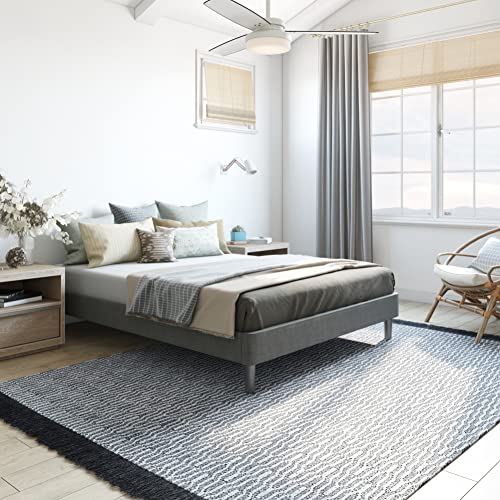 Image of Decoro Claridge Upholstered Mattress Foundation | Platform Bed | Metal Frame with Wood Slat Support | Grey, Queen Size