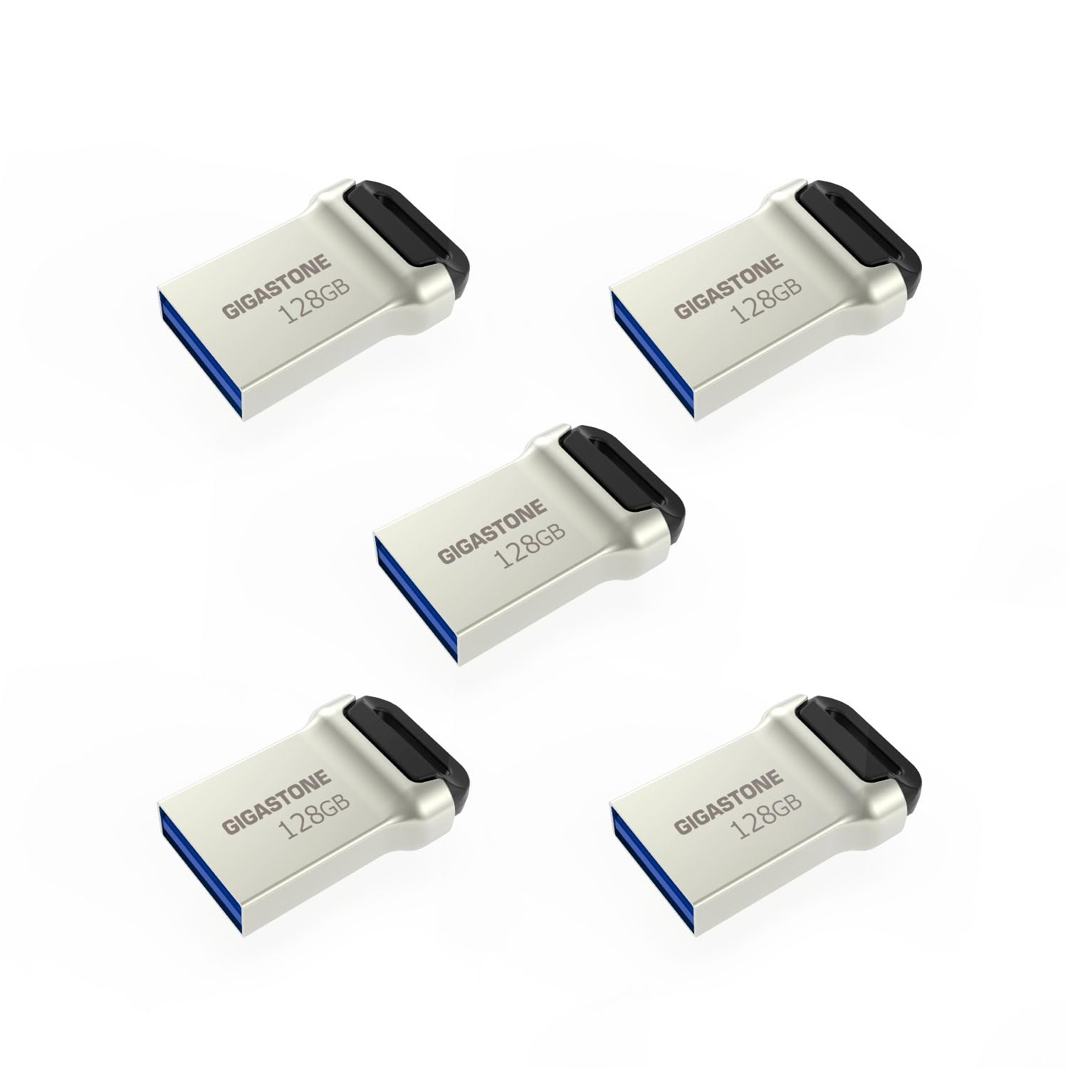 GIGASTONE 128Go Clé USB Nano Flash (Lot de 5) Z90 USB 3.2 Gen 1, 100Mo/s Ultra Rapide, Design Métallique, Mini, Stockage et Sauvegarde pour PC/Mac/TV/Voiture, USB 2.0/3.0/3.1 Compatible