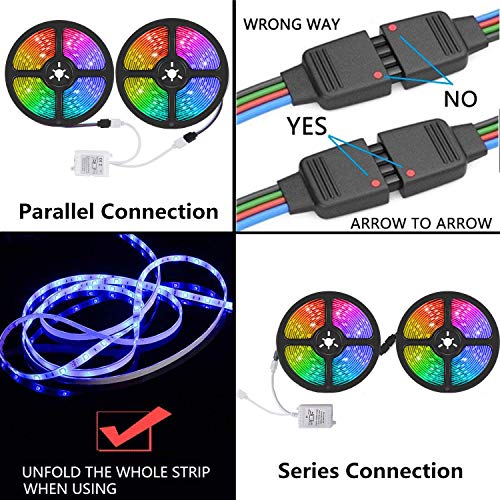 Senyergiant Led Strip Lights, 32.8 Ft Rgb Led Light Strip 600 Led 5050 Smd Ip65 Waterproof Rgb Flexible Light Strip Kit With 44 Key Ir Remote Rgb Controller, Strengthen Tape, 12V 5Apower Supply12 #TOP4