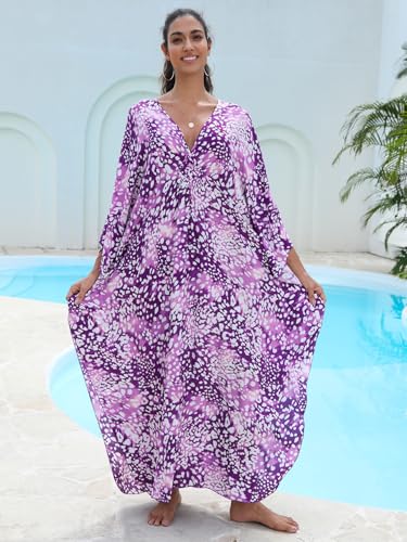 Image of KEYLORTING Plus Size Kaftan Dress Women, African Moo Moo Print Caftan, Batwing Dress, Beach Cover Up for Party and Loungewear