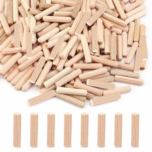 500 Stück Holzdübel, 6mm Holzdübel Set Geriffelte Runddübel...