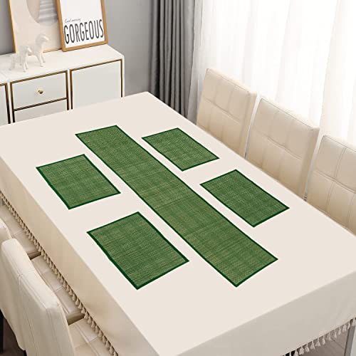 Handcrafted River Grass 12 X 18 Inches 4 Seater Dining Table Place Mats with 12 X 60 Inches Runner for Home, Office Party Mat, Cafe Table Mat, Restaurant Mat, Event Mat, Gifting Mat Handcrafted River Grass 12 X 18 Inches 4 Seater Dining Table Place Mats with 12 X 60 Inches Runner for Home, Office Party Mat, Cafe Table Mat, Restaurant Mat, Event Mat, Gifting Mat