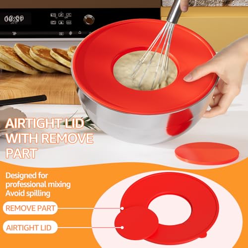 image for JSCARES Mixing Bowls with Colorful Airtight Lids, 6 Piece Stainless St