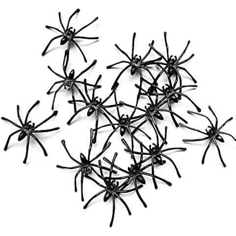 YXHZVON 100 Pcs Halloween Black Plastic Spiders, Mini Fake Spiders Prank Realistic Scary Spiders for Halloween Party Decorations Cover