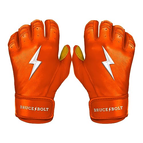 BRUCE BOLT Original Series Short Cuff Batting Gloves - Classic Edition - Solid Orange - Medium