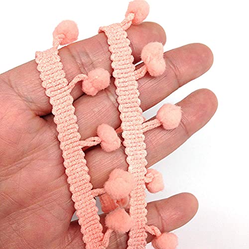 PEPPERLONELY 5 Yard Pom Pom Trim Ball Sewing Accessories Lace Trim Fabric Ribbon, Peach