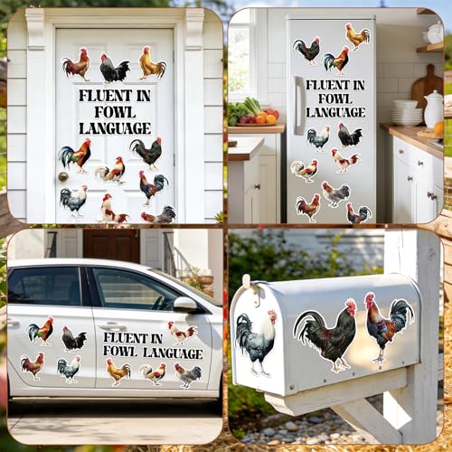 Set de 14 imanes decorativos de pollo para lavavajillas miniatura 5