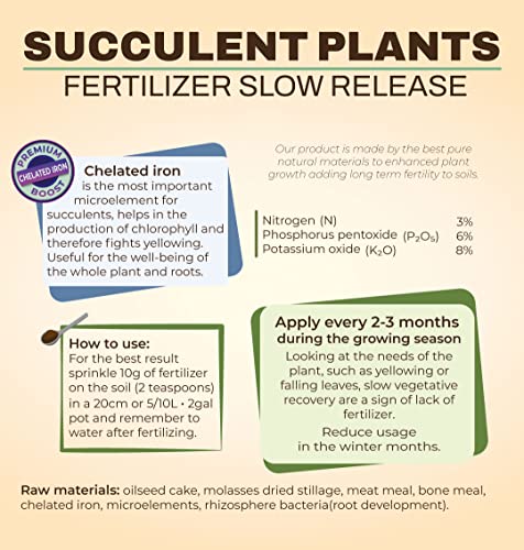 R&R SHOP - Organischer Dünger für Sukkulenten und Kakteen, komplettes biologisches Futter, langsame Freisetzung, perfekt für alle Sukkulenten im Innen- und Außenbereich - 150 g