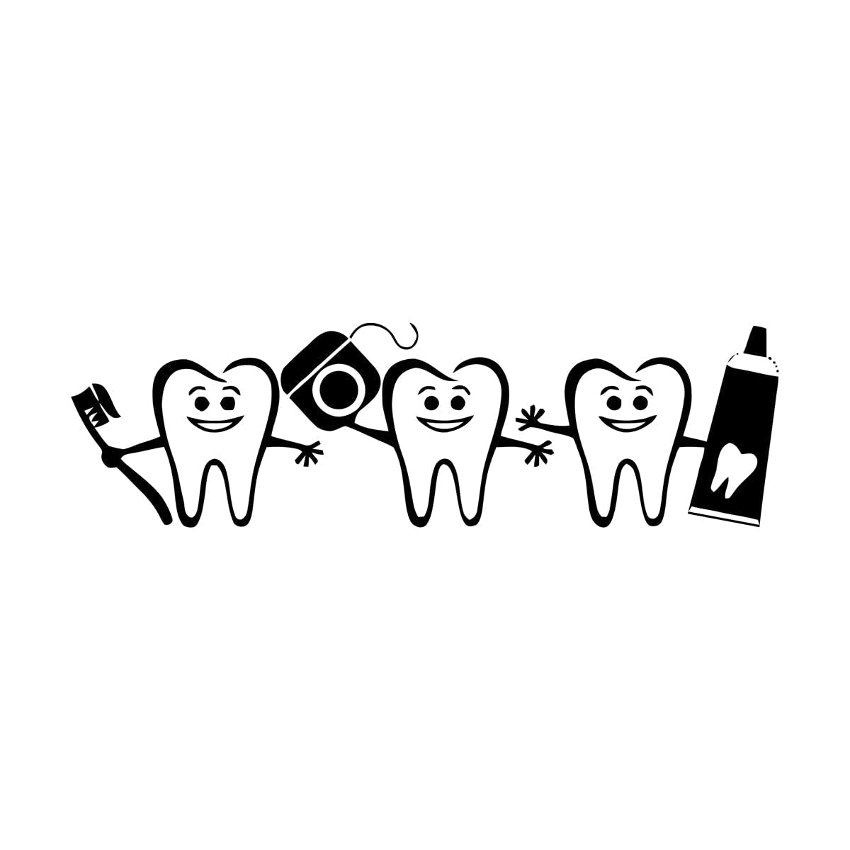 Dentist Office Decor Smile Teeth Wall Decal Cute Toothbrush Vinyl Murals Bathroom Dental Care Wall Stickers Dentistry Art Extra Large - 42x142cm — image 1