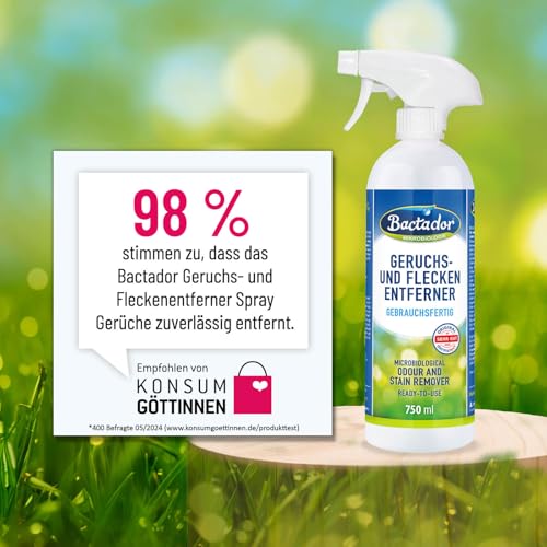 Bactador Auto Innenreiniger und Geruchsentferner Spray 500 ml - Mikrobiologischer Auto Innenraum Reiniger & Geruchsentferner - Zuverlässig bei Haustiergerüchen - Materialschonend