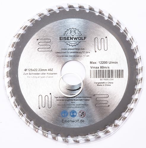 Hoja de sierra circular para madera, 125x22,23 mm con 40 dientes