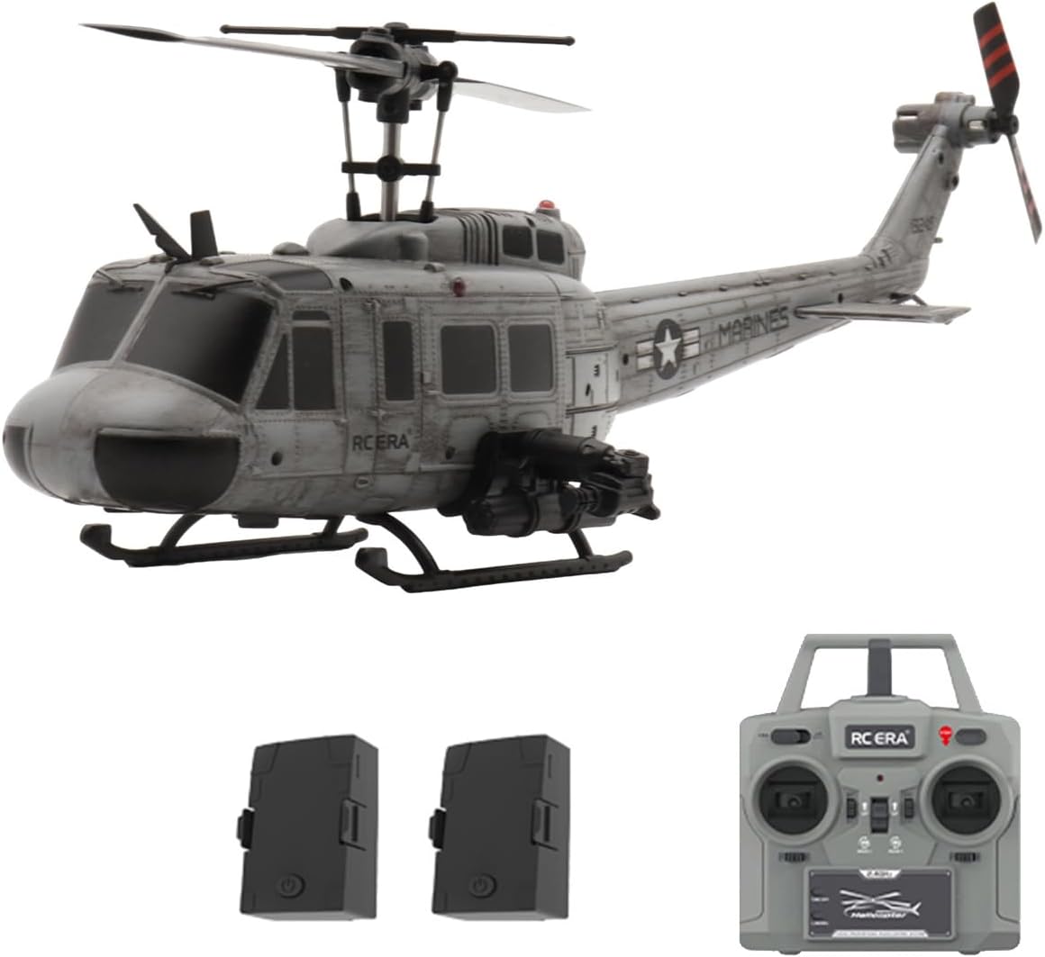 RC Helicopter C032 UH-1 Huey No Ailerons 6CH 6-Axis Gyroscope Altitude Hovering Optical Flow Localization One-Key Inverted Flight for Adults Beginners (Green)