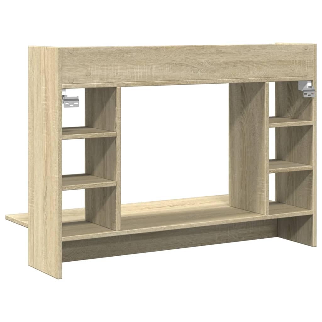 Scrivania da parete in rovere Sonoma, 105 x 48 x 75 cm, in legno con 6 scomparti, tavolo da ufficio salvaspazio per home office, scrivania da gioco, postazione di lavoro per PC, scrivania