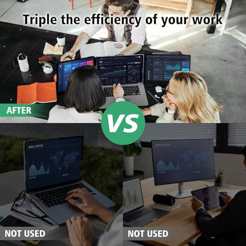 Image of Laptop Screen Extender 14 inch - Triple Portable Monitor 1080P FHD IPS Extra Second Screen HDMI /USB-C Plug-Play Compatible with Wins Mac Dex Chrome Travel Work Fits 13-17 inch Laptops