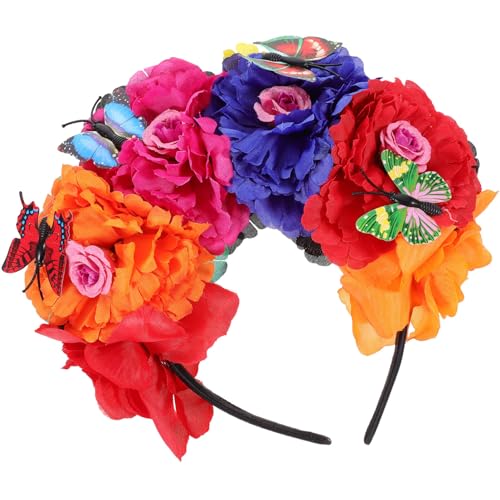 Healvian Diadema De Corona De Flores Tocado Floral De Fiesta Diadema Del Día De Los Muertos Tocado De Mardi Gras Tocado De Rosa Para Niñas Y Mujeres Tocado De...