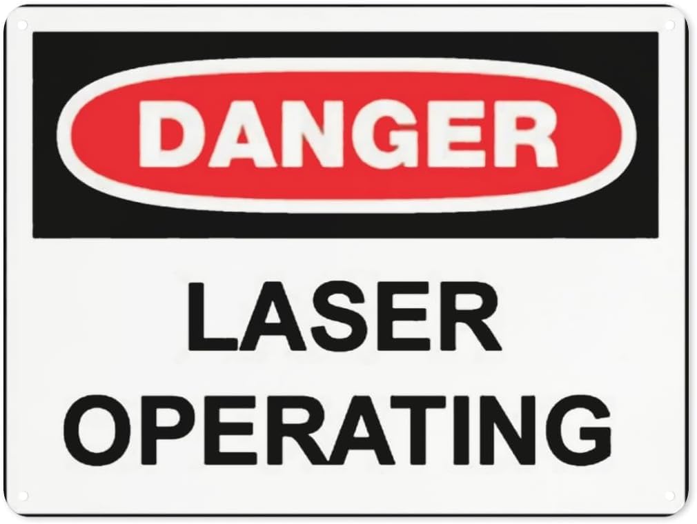 Warning Notice Danger Laser Operating Rust Free Aluminum Tin Sign - Traffic Safety Decor with Pre-Drilled Holes for Workplace, Lab - 12x8 Inch​