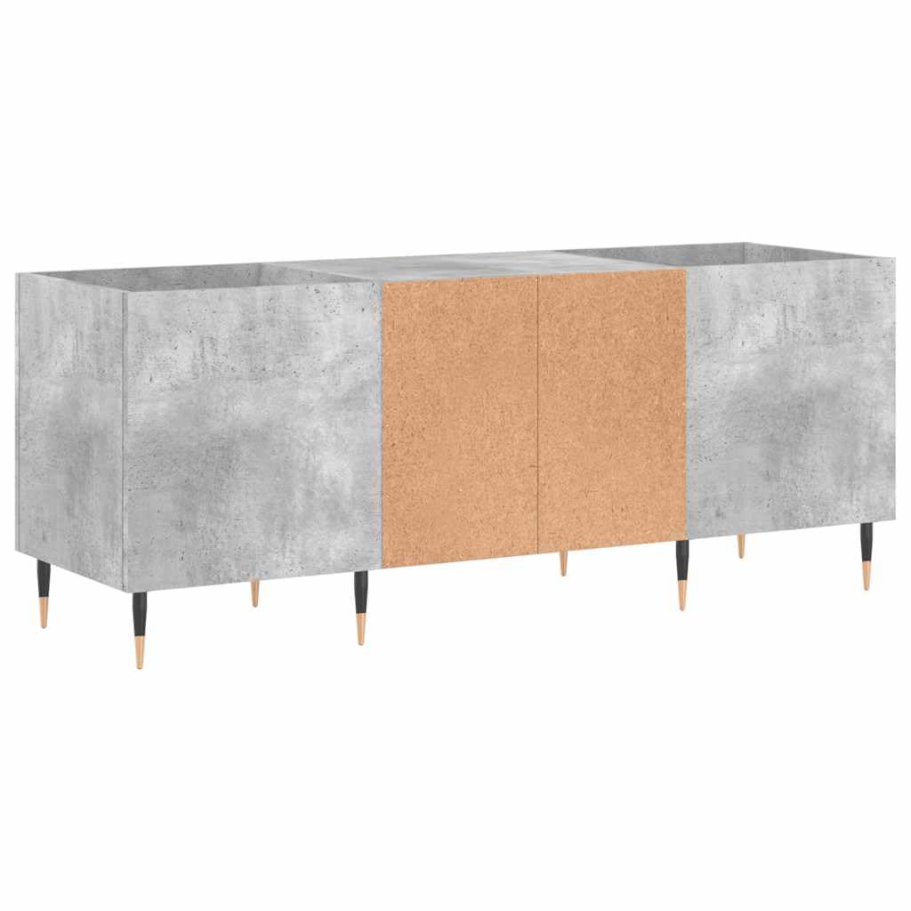 Hothingwell Mobile Porta Dischi Grigio Cemento 121x38x48 cm, Scaffale Vinili in Legno Multistrato con Piedini in Ferro, Mobile per Giradischi e Dischi LP