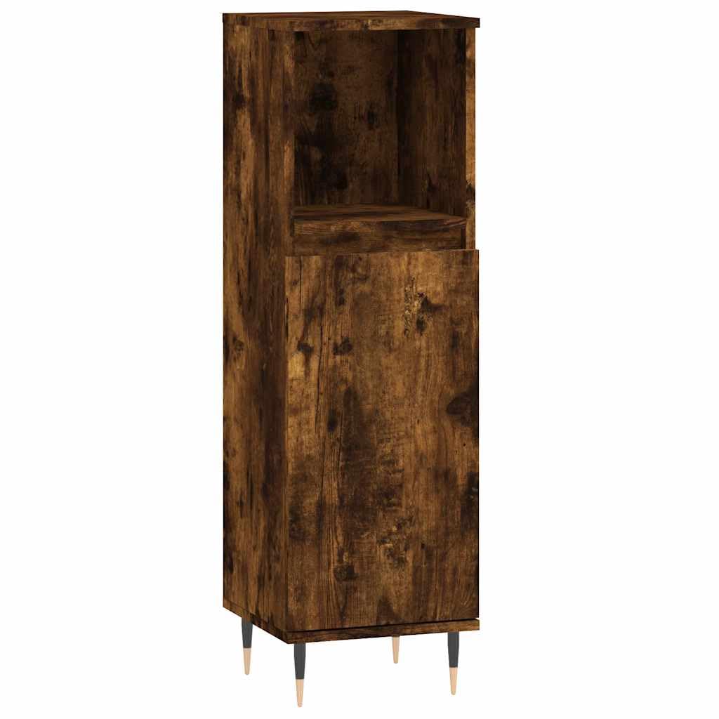 Armoire de salle de bain en chêne fumé 30 x 30 x 100 cm