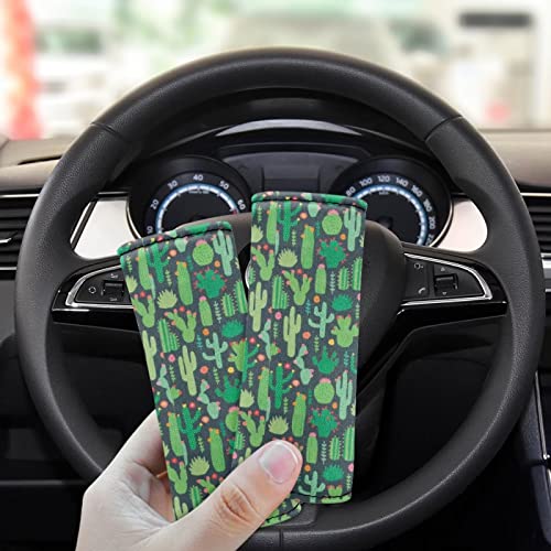 Bigcarjob Cactus Print Luggage Handle Wrap Set 2 Pieces Cactus Luggage Handle Wraps Protection Cover For Suitcase Identifier Travel Bag Wraps Women Girls Cute Door Handle Covers #TOP4
