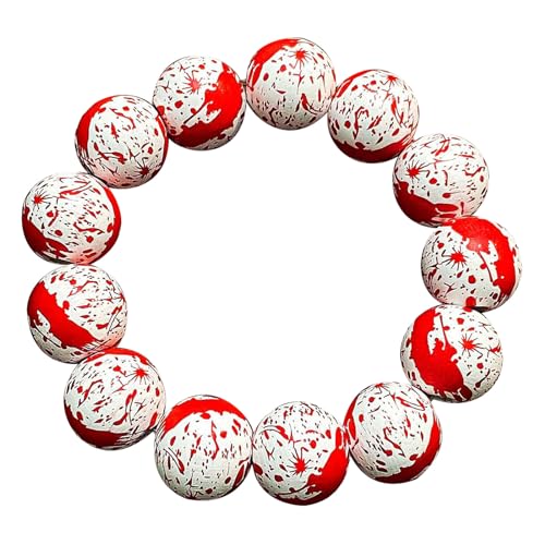 Oxtxuzdm Bracelet tendance à breloques d'Halloween en bois avec perles de squelette et gouttes de sang, chaîne de main pour femme, unique et artistique, taille unique, Comme décrit