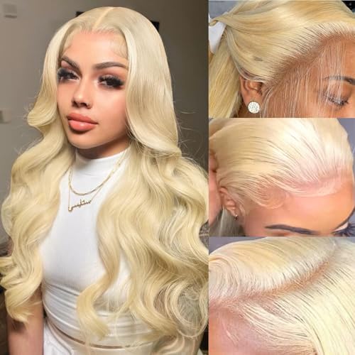 MUXFILLA 613 13x6 Lace Front Wig Human Hair 22-Inch Blonde