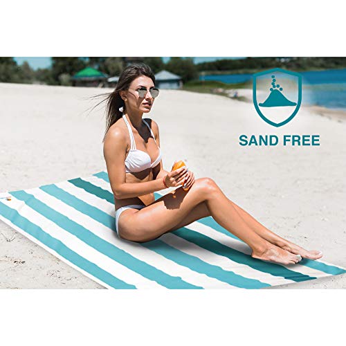 SUN CUBE Microfiber Beach Towel | Sand Free Towel, Lightweight, Quick Dry, Compact Swim Towel for Adults | Packable Easy to Carry Towel for Beach, Pool, Camping, Travel (Light Blue, 78x35 Inches)