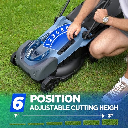 Image of 18 inch Cordless Push Lawn Mower for Small Yards, 40V Brushless Electric Mower with 4.0Ah Battery & Charger, 6 Heights & 2-in-1 Mulch /Bag