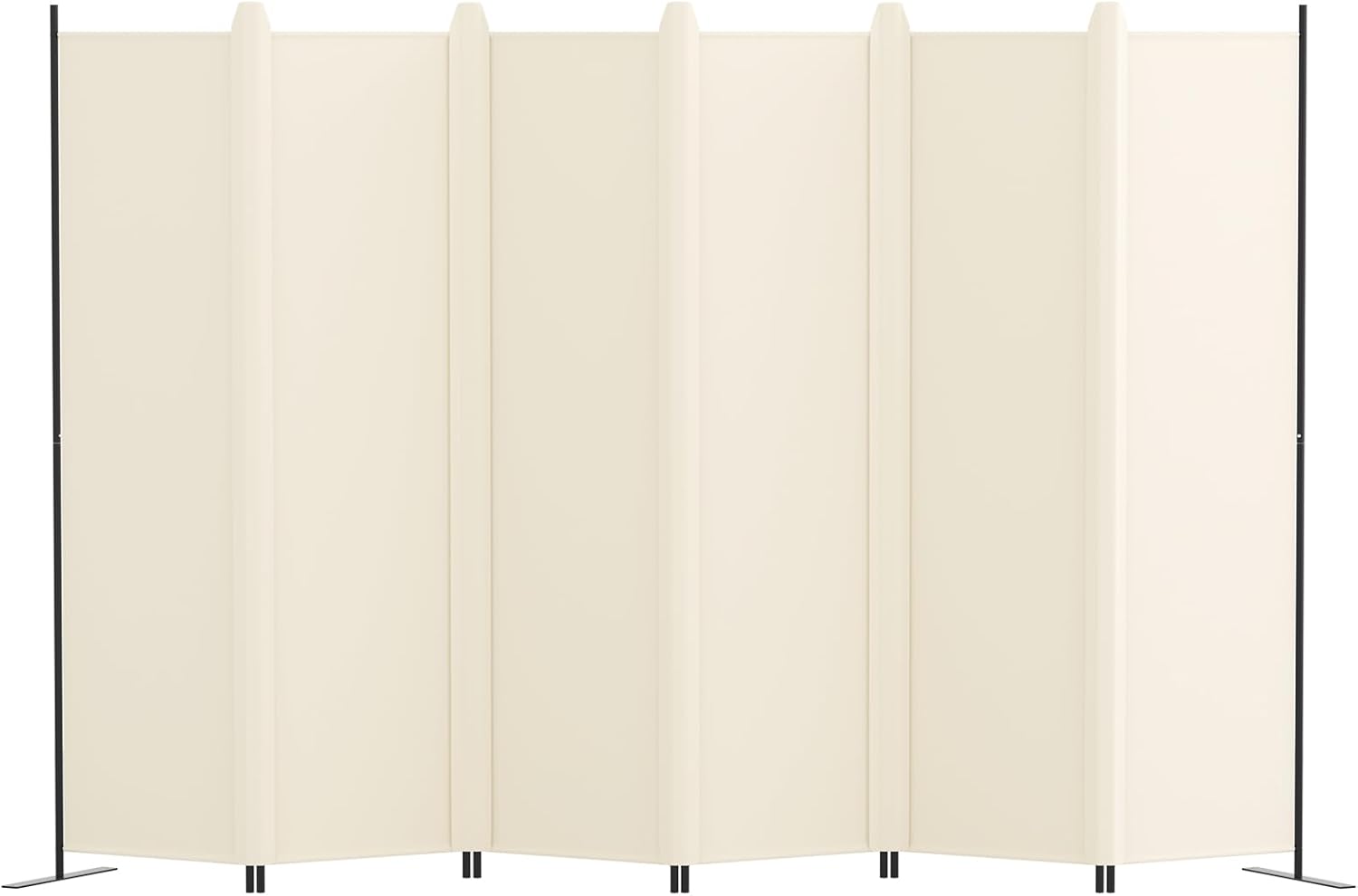 Kokorona 6 Panel Room Divider, 6FT Tall Folding Privacy Screen Wall Dividers, Portable Privacy Screen Freestanding Room Divider for Room Separation, Included - Cover Strips, Beige, 120''W x 72''H 6 Panel-120"W Beige