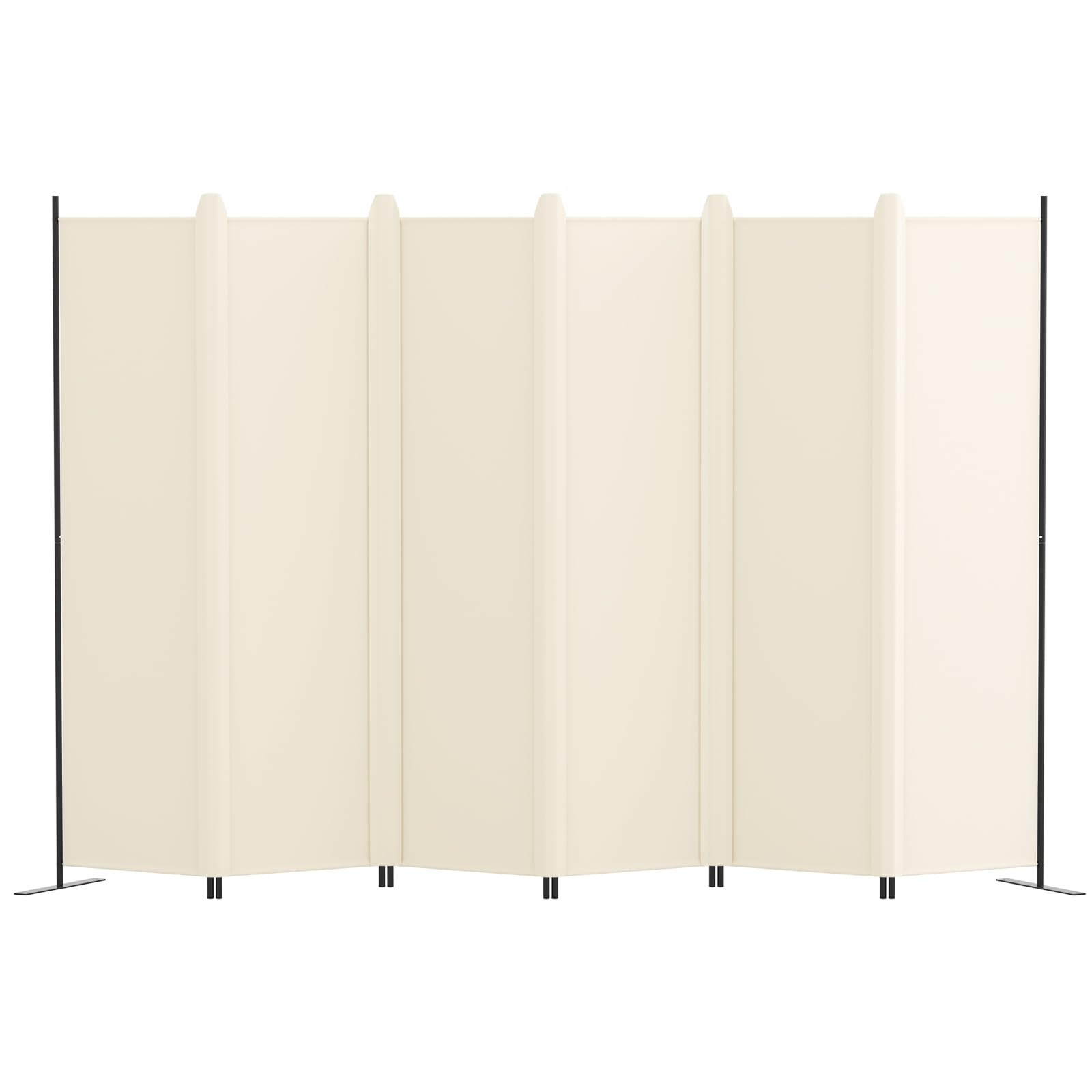 Kokorona 6 Panel Room Divider, 6FT Tall Folding Privacy Screen Wall Dividers, Portable Privacy Screen Freestanding Room Divider for Room Separation, Included - Cover Strips, Beige, 120''W x 72''H