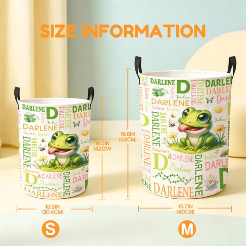 Image of Custom Frog Laundry Hamper, Personalized Laundry Basket with Name, Customized Dirty Clothes Basket for Clothes Toy Bathroom Bedroom Storage,S-16.5 inchX 13.8 inch