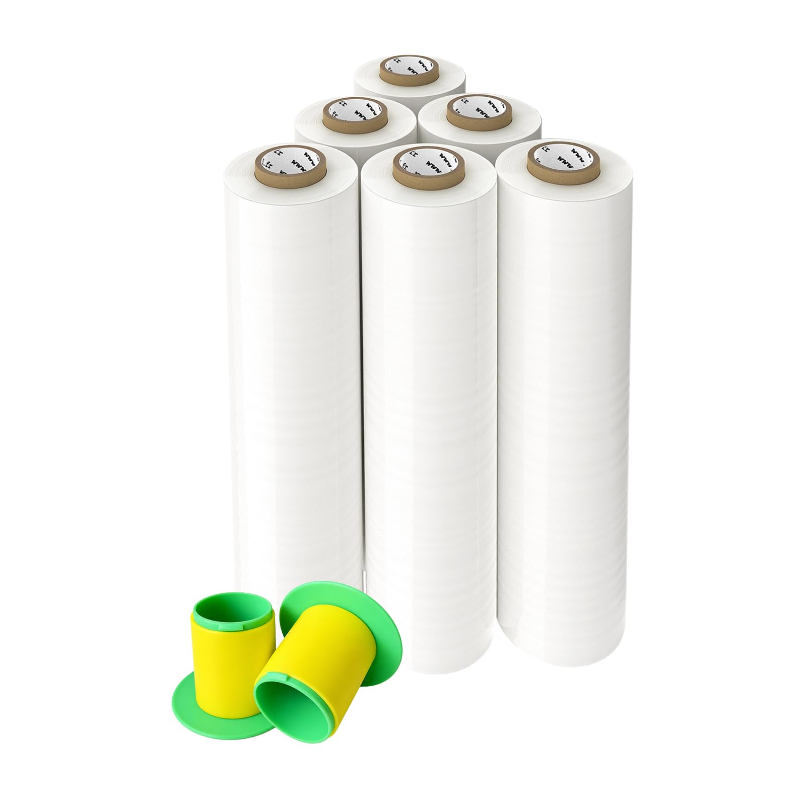Lot de 6 Film Étirable, 45 cm x 300 m, 2,41 kg, 17 µm, Blanc