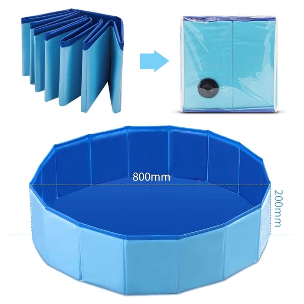 BPS Piscina Plegable para Mascotas Perros 80×20 cm Bañera Portátil de PVC Resistente con Drenaje Ideal para Mascotas BPS-15900