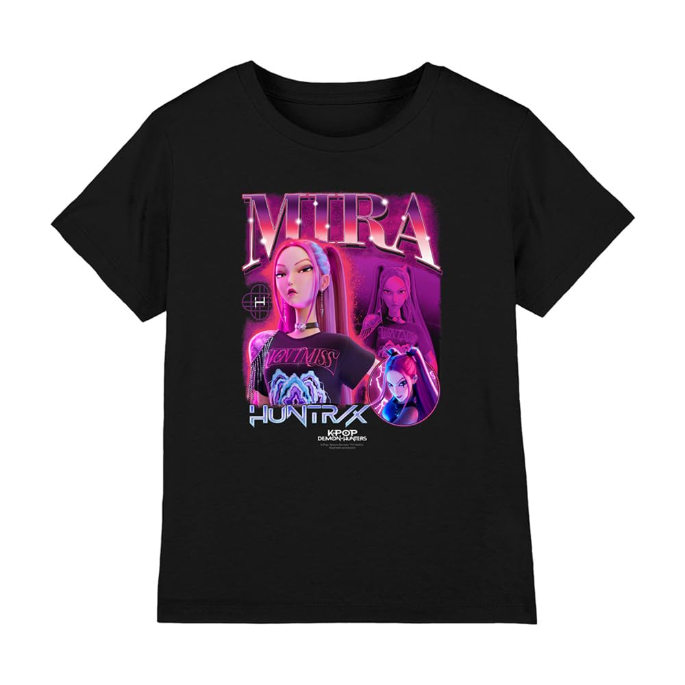 K-Pop Demon Hunters - Huntrix Huntr/X Mira Bootleg Kids T Shirt, Black, 7-8