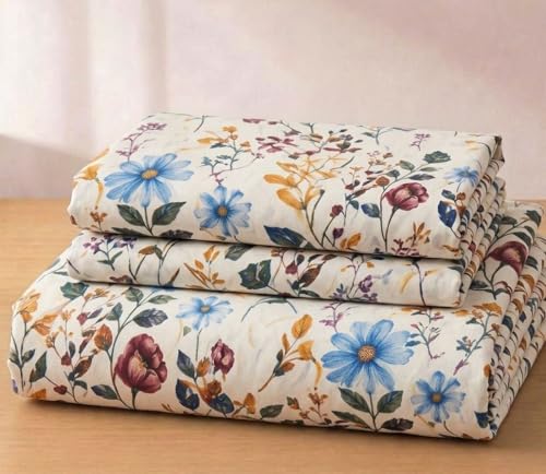 Image of Castiqa Elastic Fitted Supersoft Premium Polycotton 200TC Queen Size Bedsheets with 2 Pillow Covers (Fits Upto Mattress of 8Inches) (Queen (60x78), Multicolor Paint)