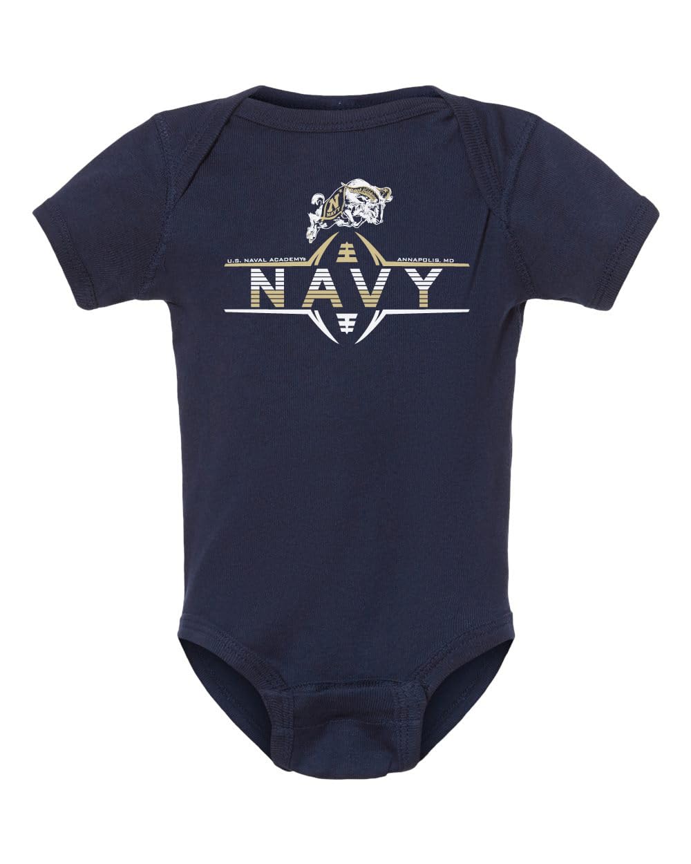 CornBorn Navy Midshipmen Onesie - Navy Football Laces and Goat - Navy Blue - 12M